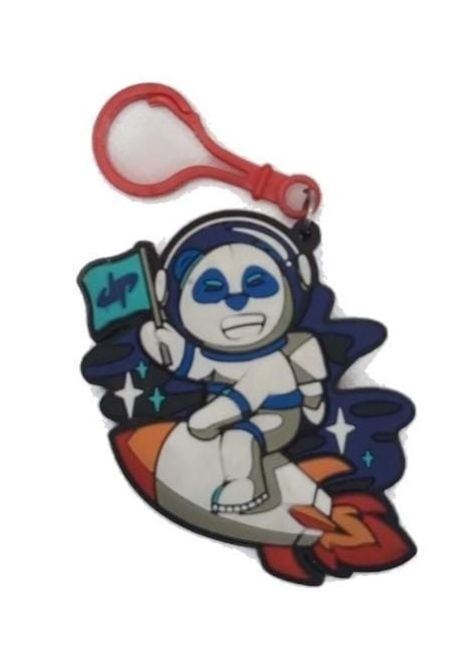 Dude Perfect Panda Astronaut Rocket Rubber Keychain